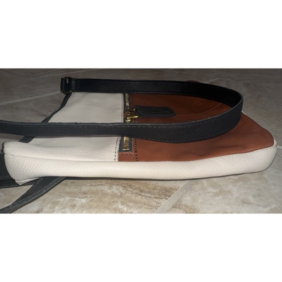 Fossil Elise Double Zip Black‎ Pebbled Leather Crossbody Shoulder Bag Purse - Picture 5 of 16